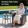 thumbnail image 3 of Unnifurnzi Outdoor Wicker Side Table-Patio PE Rattan End Table with Tempered Glass Top 2-Tier Storage Shelf Square Side Table for Deck Porch Balcony Garden-Brown, 3 of 7