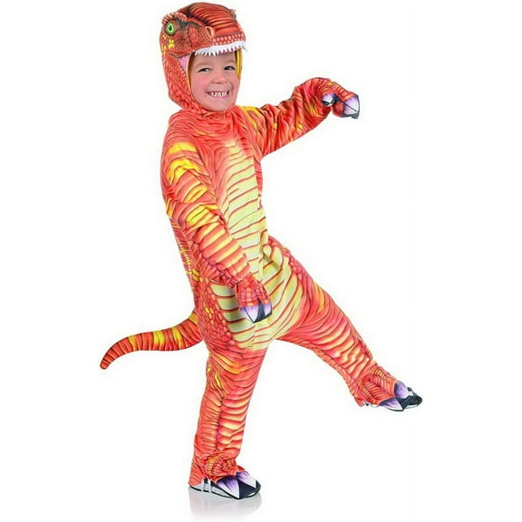 Underwraps Orange T-Rex Printed Child Costume Jumpsuit | Large Unisex