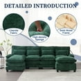 thumbnail image 2 of 106" U Shape Sectional Sofa Cloud Couch for Living Room, Comfy Modular Sofas with Double-layer Cushion, 4 Seat Chenille U-Shaped Sleeper Sofa with Chaise Lounge, Ottoman & Pillows, Emerald, 2 of 9