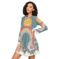 thumbnail image 3 of FORMRS Womens Long Sleeve Nightgowns Crew Neck Sleep Shirt Soft Pajamas Sizes S-3XL, Blue Rainbow, 3 of 8