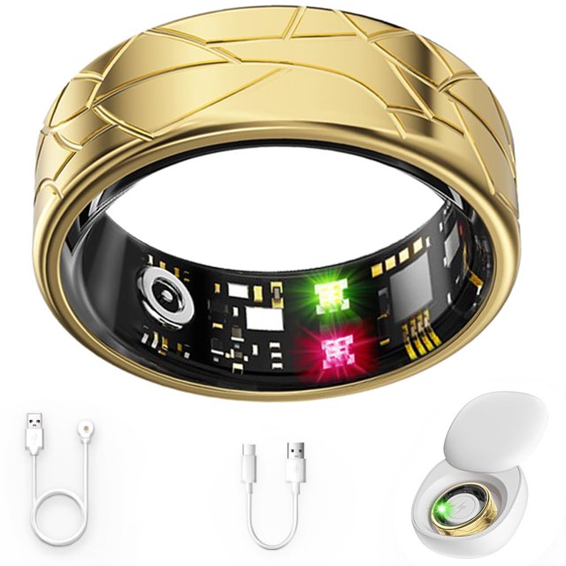 Smart Ring - Rastreador de actividad para seguimiento de sueño, monitor de ritmo cardíaco, podómetro, rastreador de actividad impermeable, contador de pasos de anillo de fitness, controles de gestos