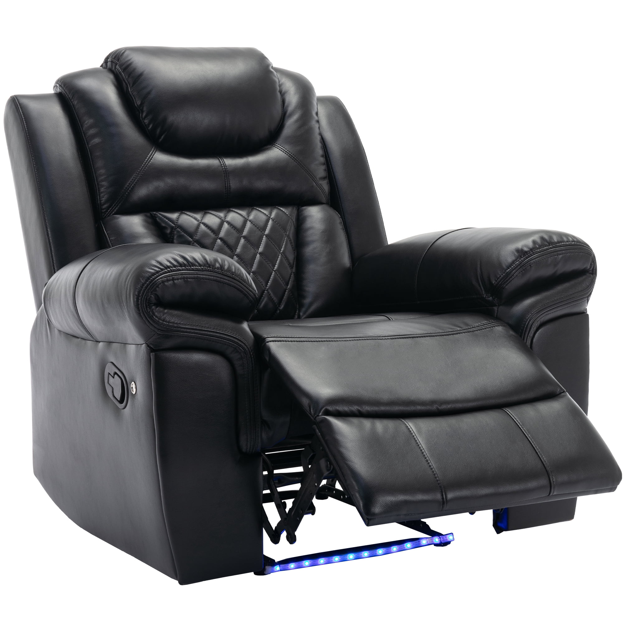 Euroco Home Theater Seating Manual Recliner Chair with LED Light Strip for Living Room,Bedroom, Black