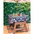thumbnail image 3 of Fsddascl Blue Yellow Ethnic Floral Outdoor Tablecloth - 60x120 Inch Rectangle Dining Table Cover, Boho Abstract Retro Waterproof Outdoor Table Cloth with Umbrella Hole & Zipper for Picnic/Patio, 3 of 7