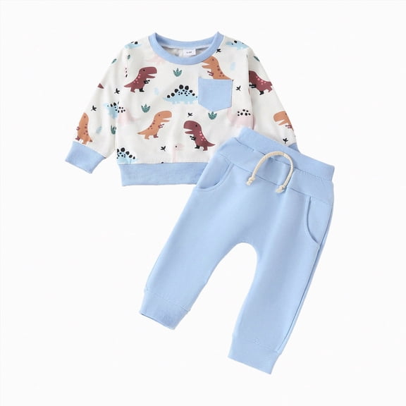 Gerichy Toddler Boys Clothes Baby Boy Outfit Sets Baby Boy Fall Winter Clothes 12 18 24 Month 3T 4T 5T Toddler Boy Outfits Dinosuar Set Long Sleeve Pullover Sweatshirt Shirts Pants 2 Piece Outfits