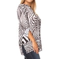 thumbnail image 4 of Sakkas Ditta Women's Casual Loose Long Sleeve Print Button Down Shirt Tunic Blouse - ZBK211-Black - Plus Size, 4 of 5