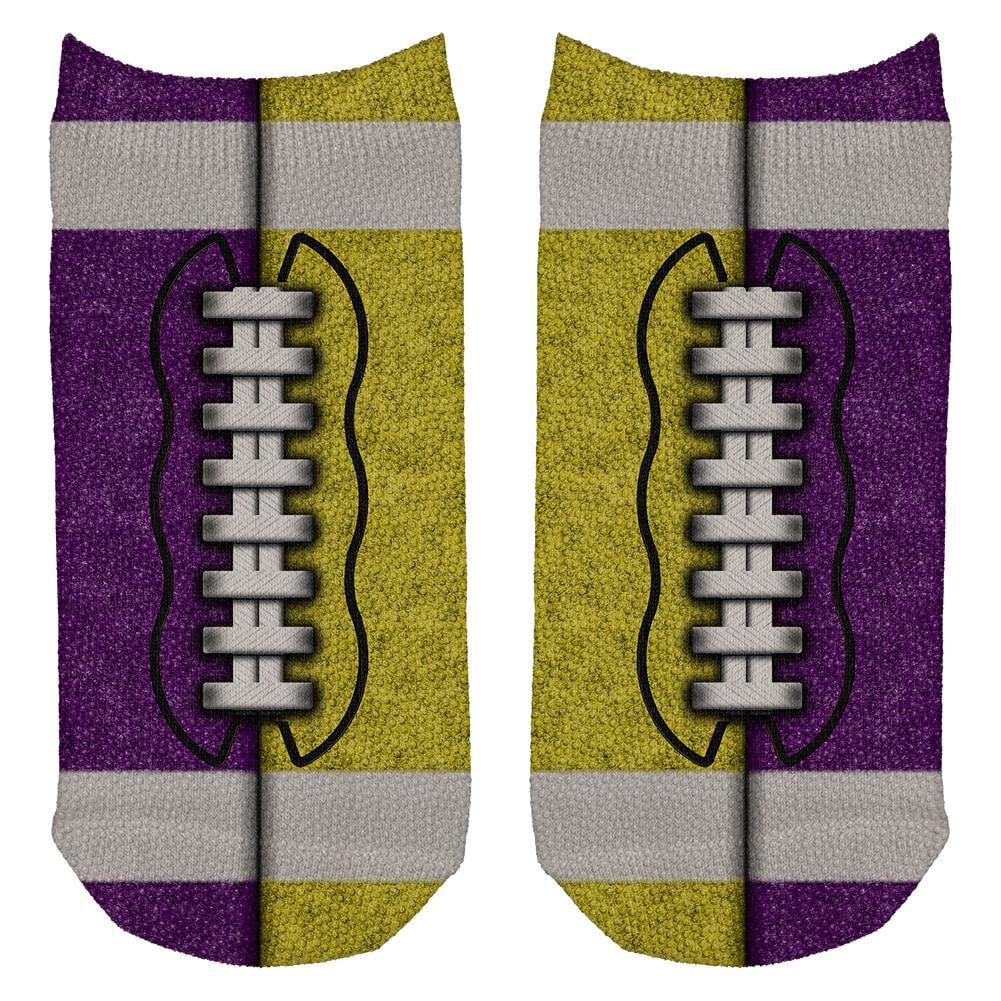 Fantasy Football Team Purple and Yellow All Over Adult Ankle Socks