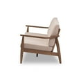 thumbnail image 5 of Baxton Studio Venza Mid-Century Modern Walnut Wood Light Brown Fabric Upholstered 3-Seater Sofa, 5 of 7