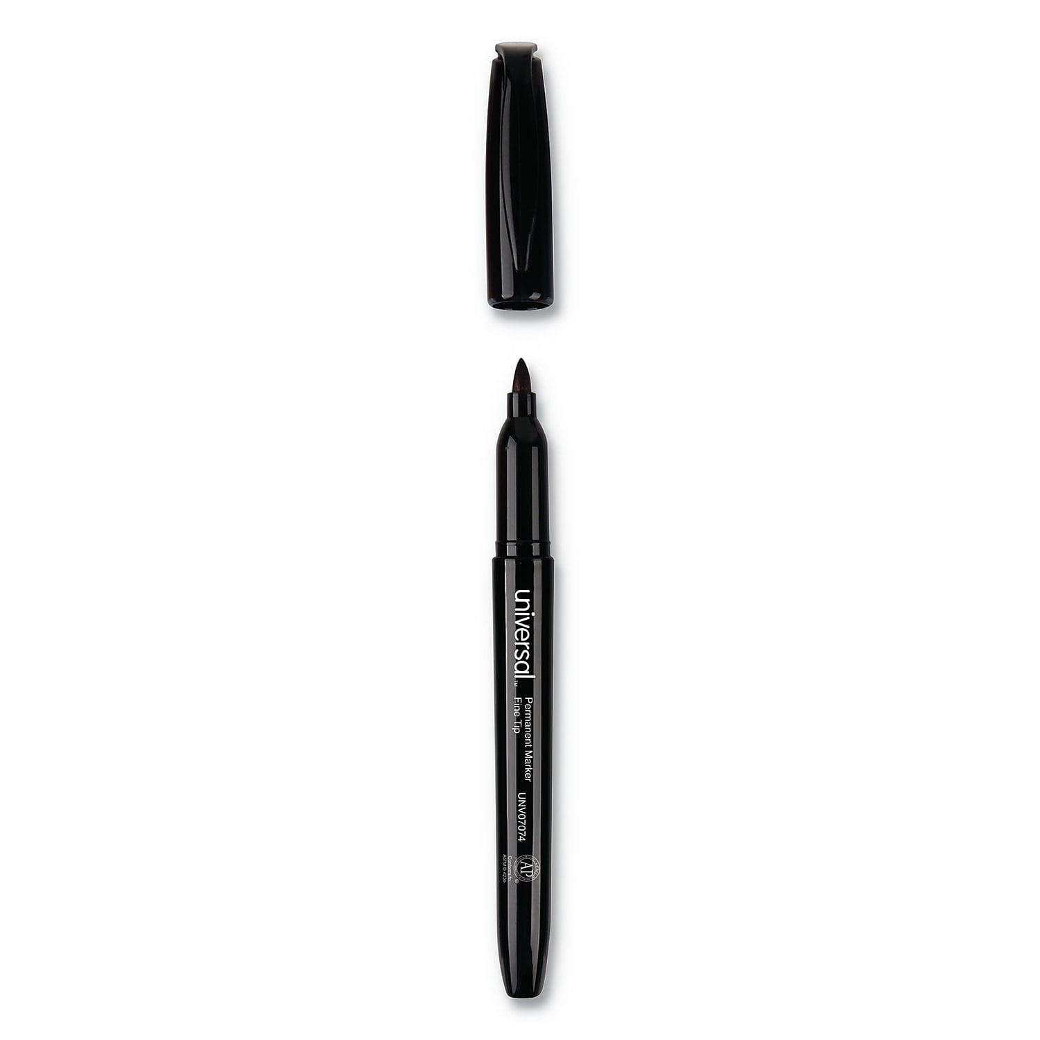 Universal UNV07074 Fine Bullet Tip Pen-Style Permanent Marker - Black (60/Pack)