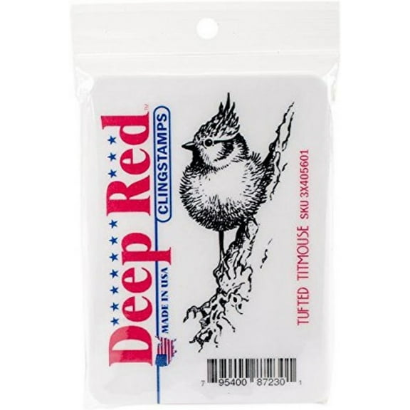 Deep Red Cling Stamp 1.5"x3.2"-tufted Titmouse