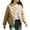 Khaki, variant on Women's Lightweight Quilted Cotton Jacket, Short Fall Winter Inner Liner Coat with Pockets, Long Sleeve Casual Outerwear for Women, Versatile Daily & Outdoor Use Black 4XL