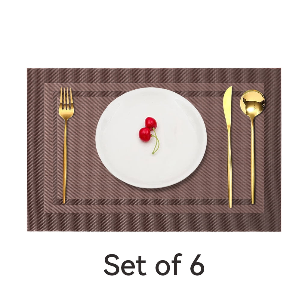 RAY STAR Vinyl Placemats Set of 6, 12''x18'' Vinyl Weave Placemats, Heat Resistant Wipable Place Mat