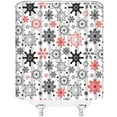 thumbnail image 5 of Snowflake RV Shower Curtain Christmas Red Black Gray Snow Winter Holiday Xmas Festival Rustic Small Stall Bathroom Decor Curtain with Hooks,36" Wx70 H, 5 of 6