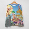 thumbnail image 5 of Phineas And Ferb Women’s Pajama Top 3D Digital Print Sleepwear Trendy Crewneck Pullovers Long Sleeve Shirts S, 5 of 8