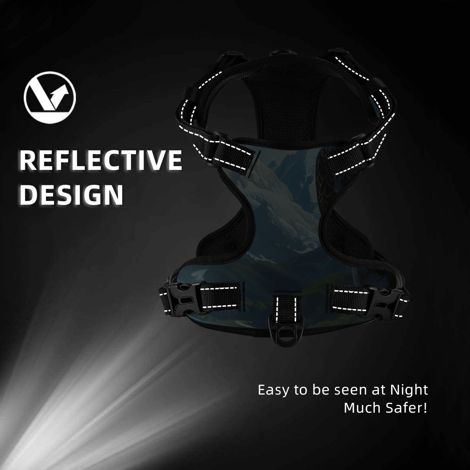 Vsdgher Majestic Eagle Over Castle Dog Harness, No-Pull Pet Harness, Dog Vest, Pet Vest for Small to Large Dogs-Large