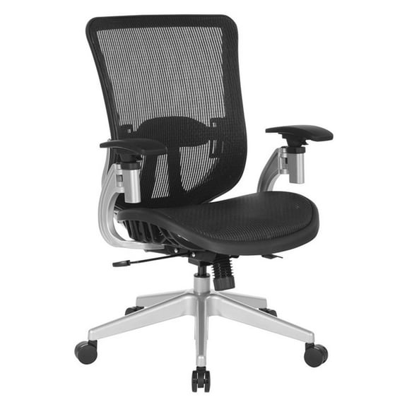 Black Vertical Mesh Back Manager's Chair with Black Mesh Fabric Seat