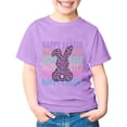 thumbnail image 4 of MIXUE Tween Girls Tops & T-Shirts Kids Summer Easter Bunny Round Neck Petal Sleeve Casual Solid Color Pullover Tee Shirts Sportwear,Purple,10-11 Years, 4 of 4