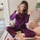 thumbnail image 4 of Pijama tipo cárdigan de manga larga sexy de seda de imitación para mujer de primavera y otoño, talla grande, para novias en casa, 4 of 6