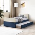 thumbnail image 2 of Meridian Furniture Lit Gigogne/lit de Rangement Simple en Velours Bleu Marine Ivy, 2 of 9