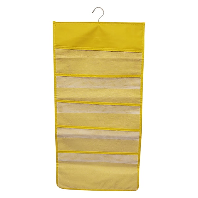 Organizador de armario colgante Bolsillos de malla de 2 lados Bolsa de almacenamiento para armario Bolsa para ropa interior Calcetines de sujetador, 15 rejillas, Amarillo Sweethay HA003837-05