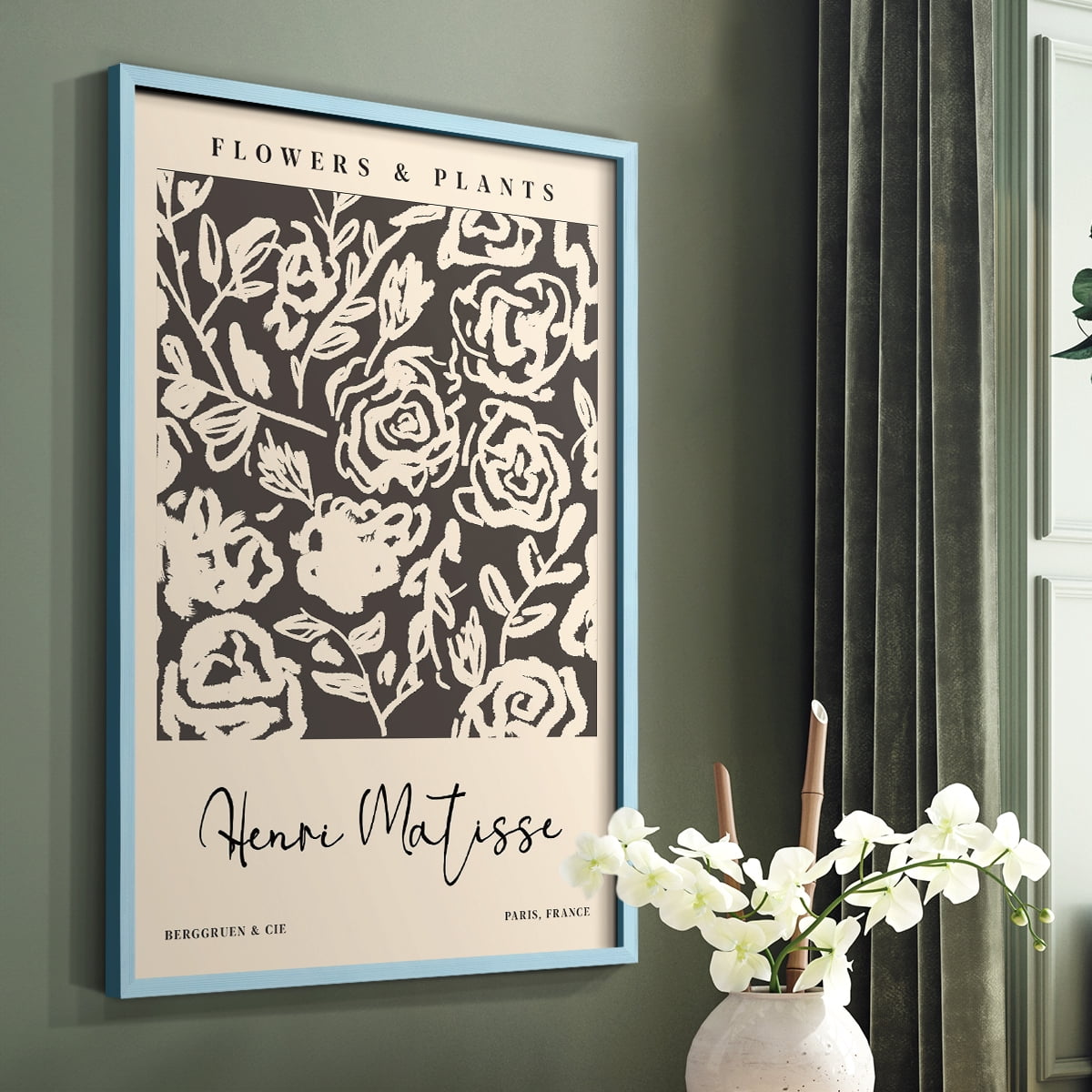 Matisse CXCVI Framed Print in Blue Solid Wood 11 x 14 Framed Print