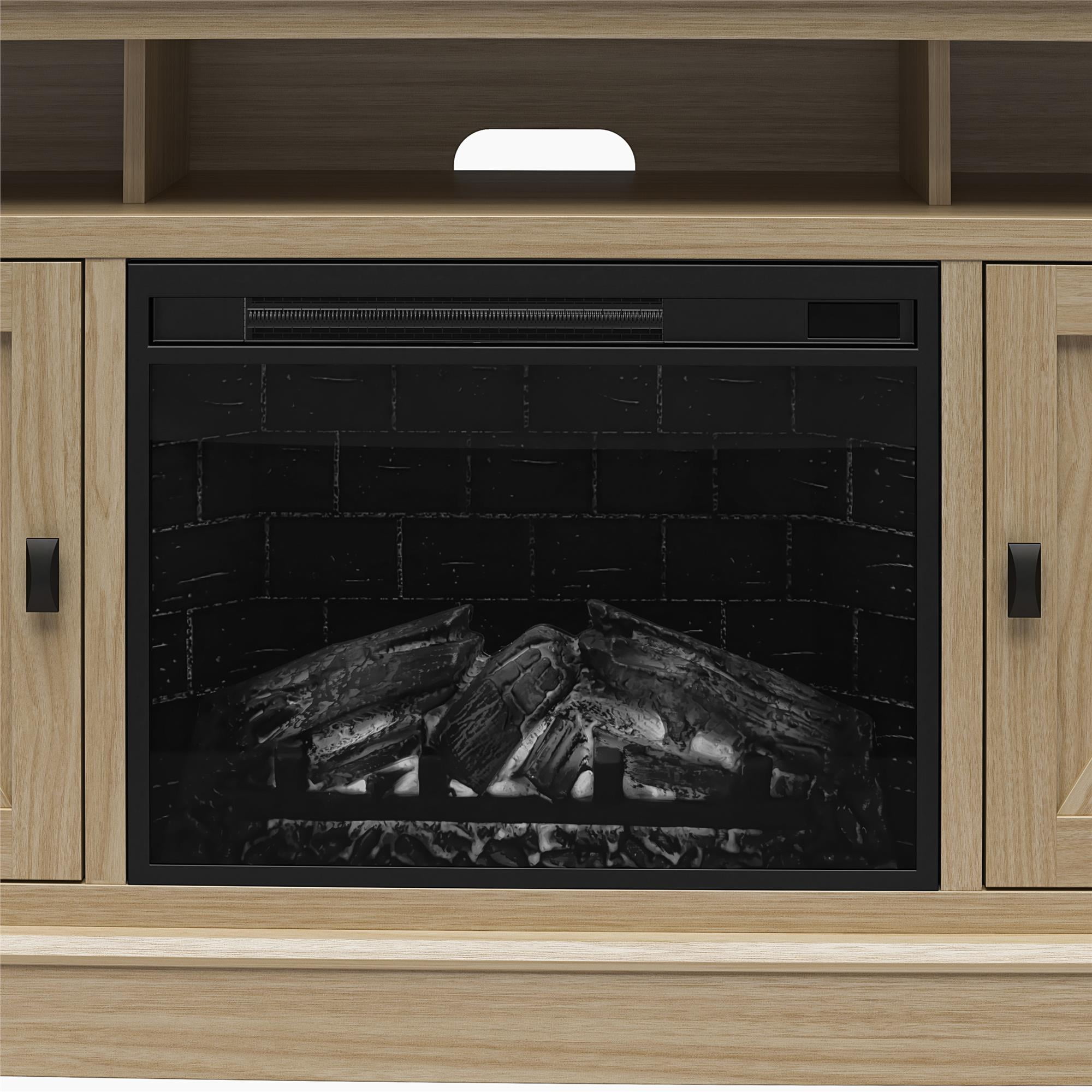 Ameriwood Home Ashton Lane Fireplace TV Stand, Spring Pine