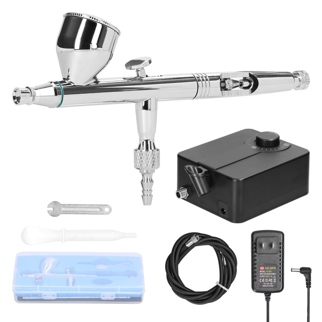 Labymos Multi-purpose Professional T182C 0.3mm Airbrush Max 30PSI Air Pump Set for Model Making DIY