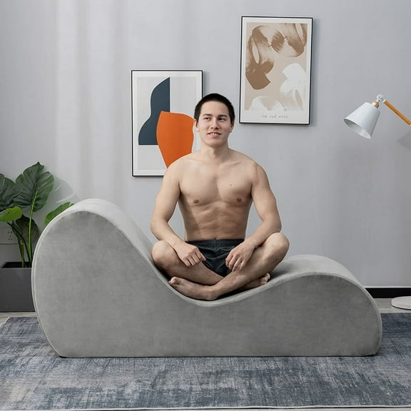 Yoga Lounge Chair Yoga Couch Yoga Chaise Lounge with Washable Cover,Side Pockets Non-Slip Bottom for Bedroom, Living Room,Yoga Chair for Exercise, Relaxation, Stretching for Adults Couple