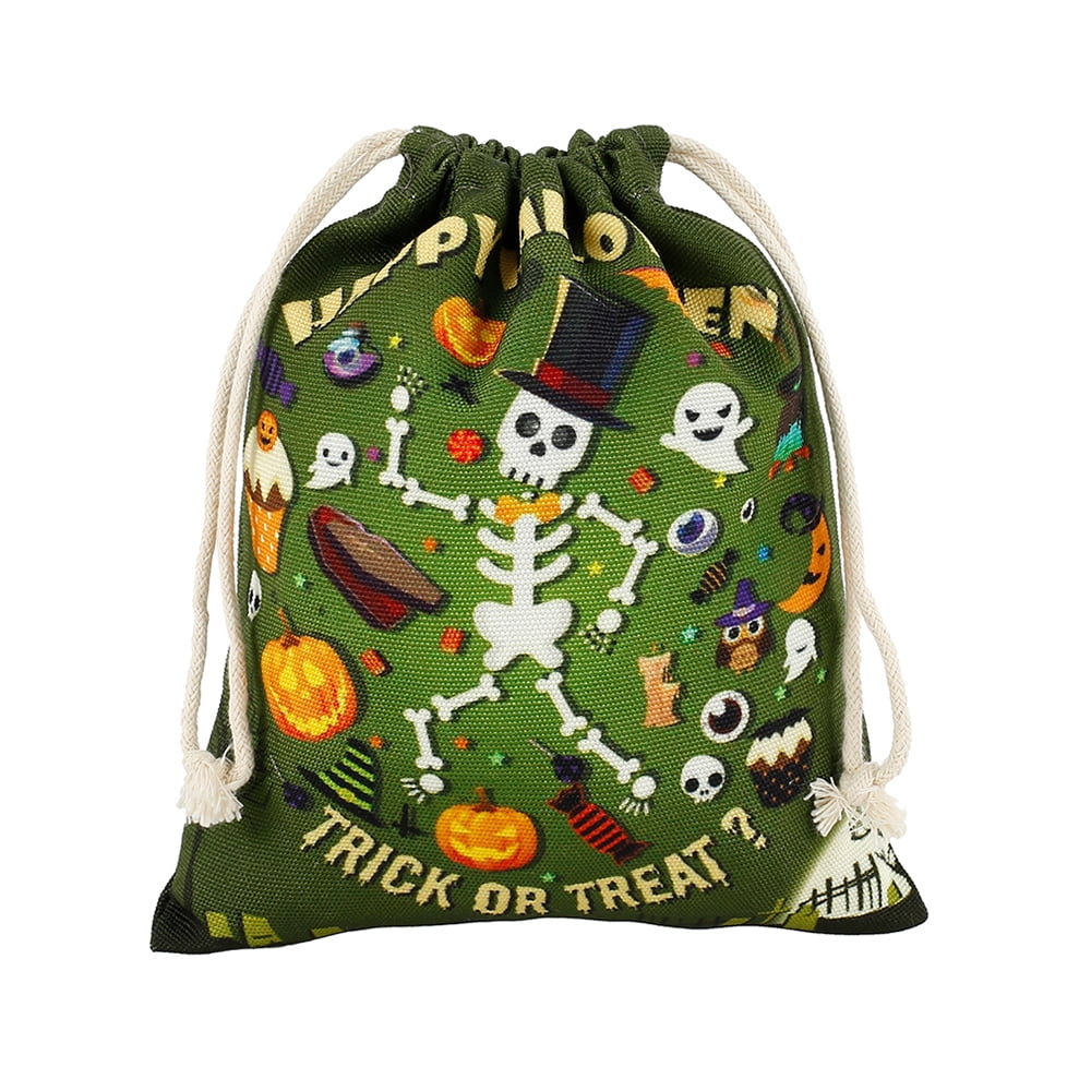 ODOMY 20*16CM Halloween &amp; Trick or Treat Canvas Bags Drawstring Cloth