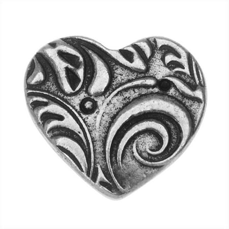 Amor Heart - TierraCast Button, Amor Heart 14x15.5mm, 1 Piece, Antiqued Pewter
