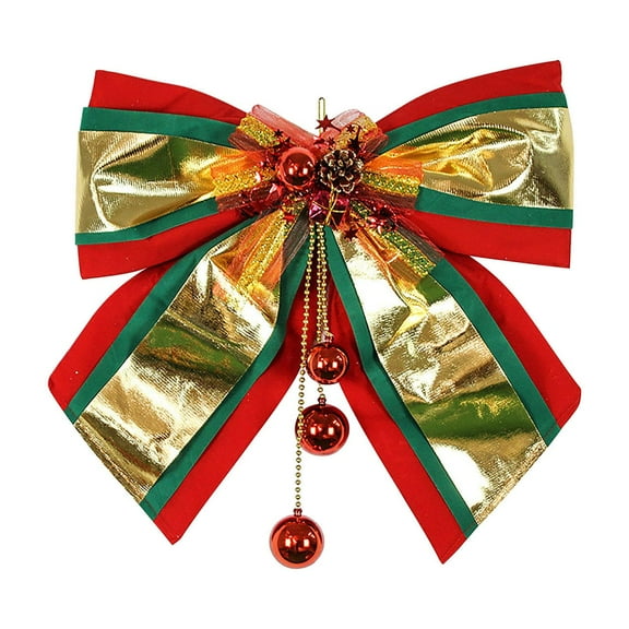 OEFNTAC Decorations Christmas Bow Red Green Gold Tree Topper Decorative Pendant Holiday Display Window Party Decor Easy Attach Nonwoven Christmas Decorations