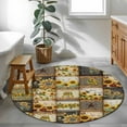 thumbnail image 4 of Round Rugs 4 Ft, Sunflowers Non Slip Area Rugs for Kitchen Bedroom Entryway, Farmhouse Vintage Western Texas Star Plaid Washable Carpet Runner Rug Floor Mats for Bedroom Home Decor, 4 of 9