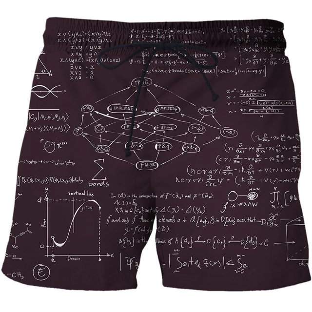 2024 Été Short Homme Formule Mathématique Imprimée 3D Maillot de Bain Décontracté Séchage Rapide Élastique Short de Plage Homme
