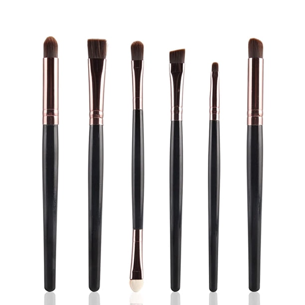 Juego de brochas de maquillaje para ojos, 6 brochas de maquillaje, brocha para sombra de ojos, delineador de ojos, kit de pliegues para mezclar, juego de maquillaje, delineador de ojos y sombra de