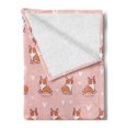thumbnail image 2 of Dog Lover Soft Flannel Fleece Throw Blanket, Little Corgi Jumping Running and Standing Cartoon Hearts Background, Cozy Plush for Indoor and Outdoor Use, 60" x 80", Coral Orange White, by Ambesonne, 2 of 5