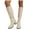 Beige, variant on Wide Calf Knee High Boots Women Square Toe Chunky Block Heel Back Zipper Leather Tall Fall Booties