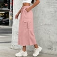 thumbnail image 6 of STETMN Women's Cargo Midi Skirt, Summer Casual Ankle Length Drawstring Waist Skirt with Multi Pockets for Streetwear, 6 of 8
