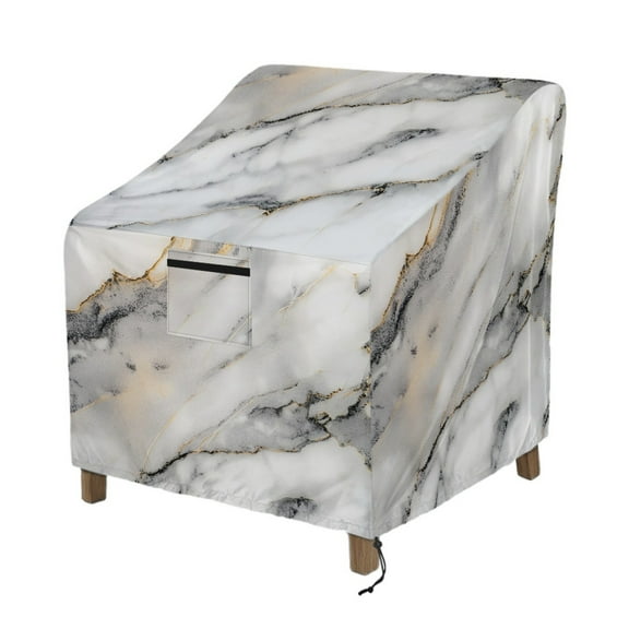 Renewold Waterproof Patio Chair Covers Anti-UV Weather-Resistant Patio Lounge Chair Covers Furniture Protection Fits up to 29W x 33D x 36H Inches, Marble Gray White