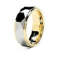 thumbnail image 4 of Wedding Ring Men Women 8mm Yellow Gold Tungsten Silver Faceted Wedding Band, 4 of 6