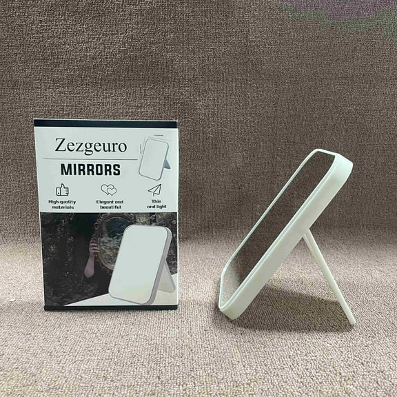 Zezgeuro Mirrors,Mirror Portable Travel PU Portable Adjustable Rectangular Ultrathin Vanity Mirror with Stand, for Travel, Camping,Home