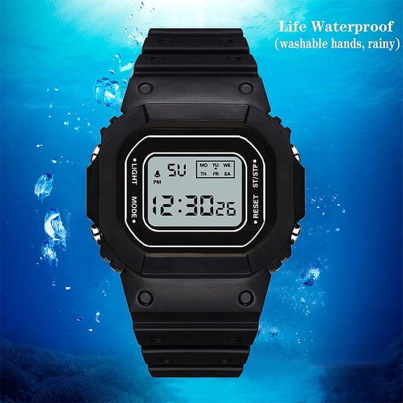 DESIGNICE Smartwatch Women Fashion Waterproof LCD Digital Stopwatch Date Rubber Sport Wrist Watch/Black