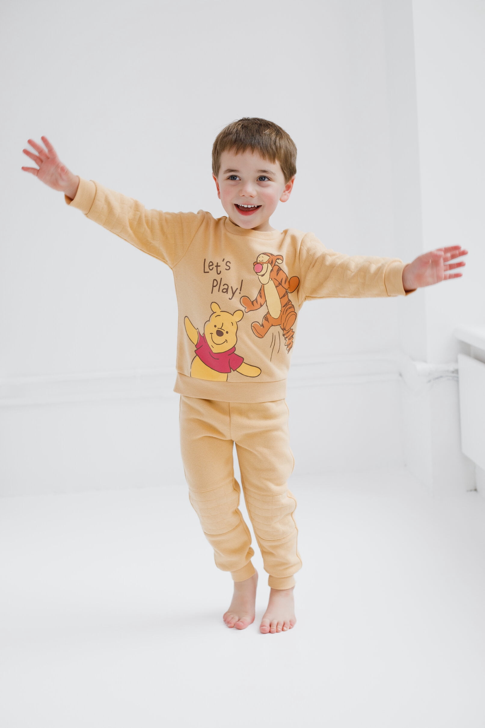 Disney Winnie the Pooh Toddler Boys' Fleece Sweatshirt and Pants Set Pooh Tigger Yellow