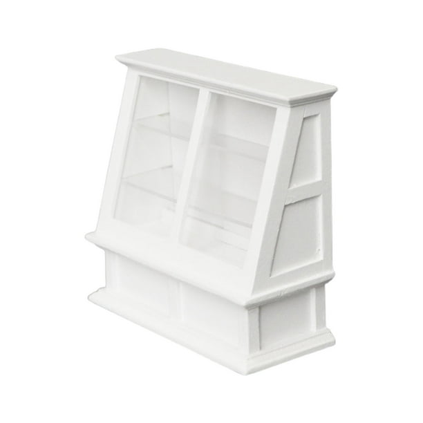Vitrina de madera en miniatura para pasteles, estantes de exhibición, vitrina para pasteles de panadería. Blanco