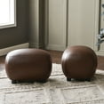 thumbnail image 5 of 23" Wide Faux Leather Upholstered Ottoman Set of 2, Mid-Century Modern Living Room Footrest with Soft Padded Seat, Footstool for Bedroom, Entryway or Living Room, Dark Brown, 5 of 10