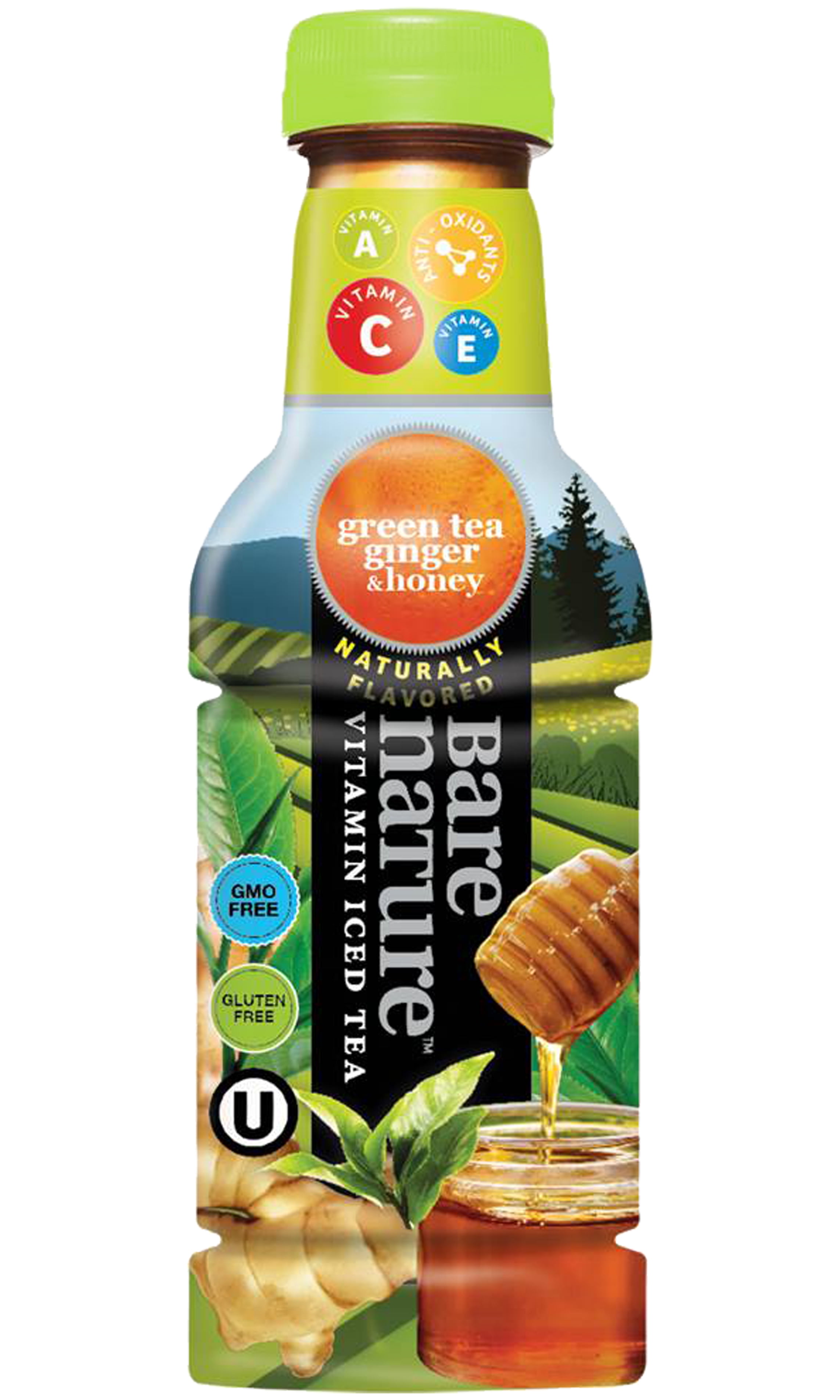 Bare Nature Vitamin Green Tea with Ginger & Honey, 20 Fl Oz. Bottles