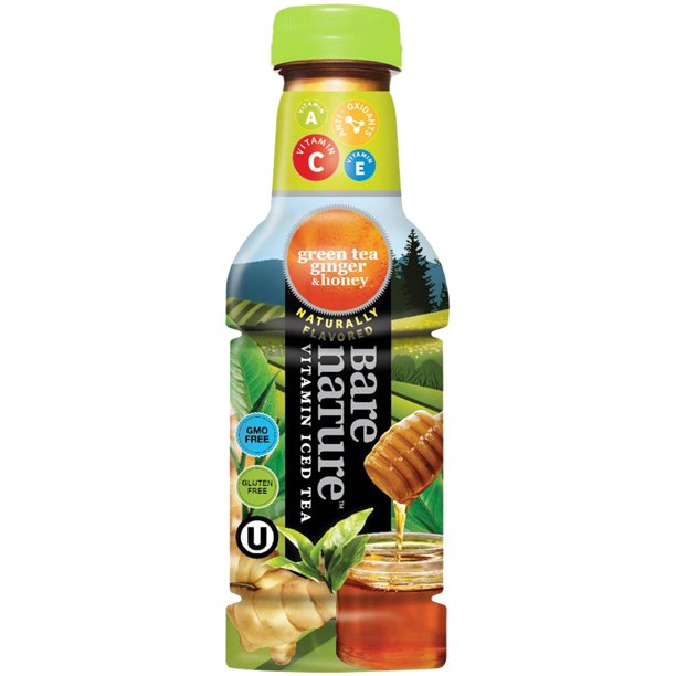 Bare Nature Vitamin Green Tea with Ginger & Honey, 20 Fl Oz. Bottles, 12 Ct