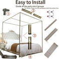 thumbnail image 6 of Canopy Bed Frame, Thicken Stainless Steel Bed Canopy Frame, Bed Post Poles 4 Corner Canopy for Metal Bed Mosquito Bed Poles Canopy Frame, 6 of 7