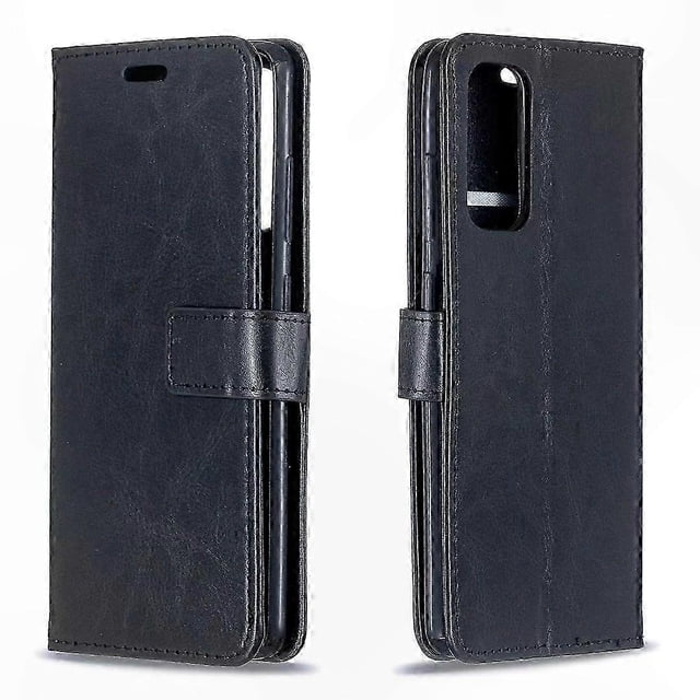 Leather Case with Holder, Card Slots, Wallet, and Photo Frame for Galaxy S21+ 5G - Horizontal Flip Design with Crazy Horse Texture