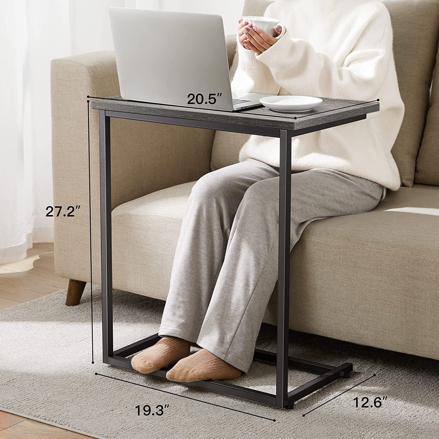 C Shaped End Table Side Table for Sofa and Bed 27 inches High