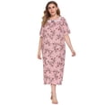 thumbnail image 4 of Women Plus Size Nightgown,Silk-like Lace Short Sleeve Ploral Loose Sleepwear, 4 of 7
