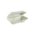 thumbnail image 1 of 7"x5"x3" Sugar Cane Clamshell ( White ) 100% Compostable 500/Pack, 1 of 5